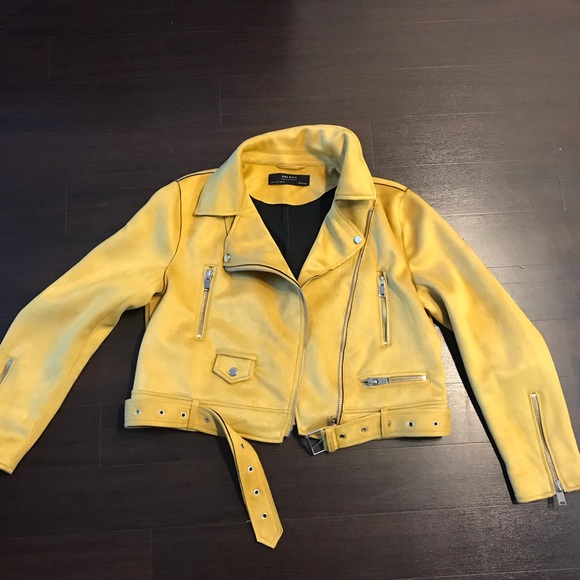 zara yellow suede jacket